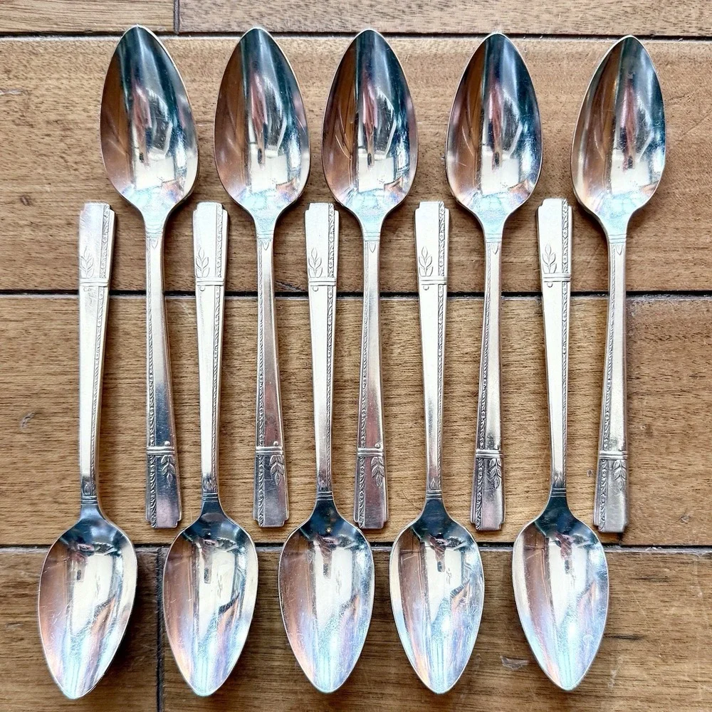 10pc VTG Antique 30s Oneida Prestige GRENOBLE Silverplate Flatware Teaspoon